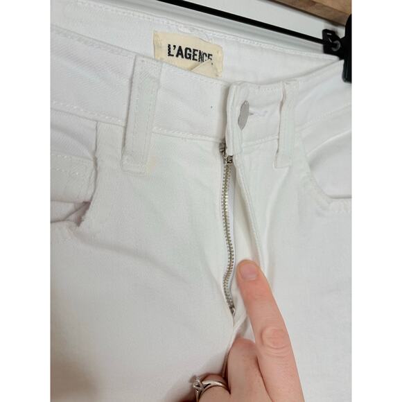 L’agence White Distressed High Line Skinny Jeans Size 25 - Picture 4 of 11
